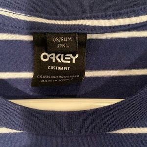 Oakley blue and white striped short sleeve shirt